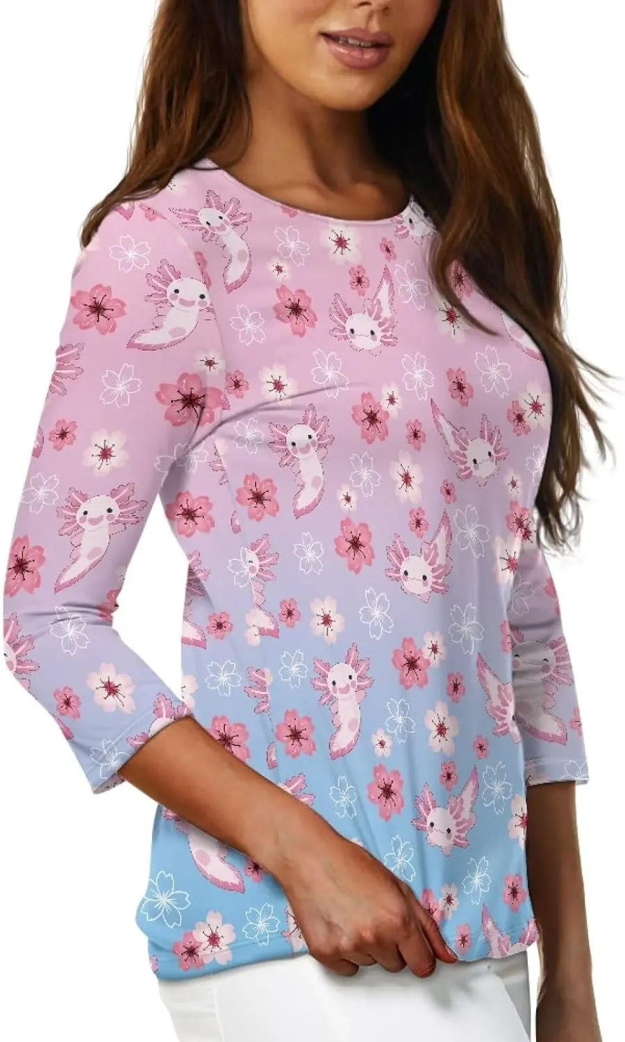 3/4 Sleeve T-Shirt for Women 2023 Fall Crew Neck Tshirts