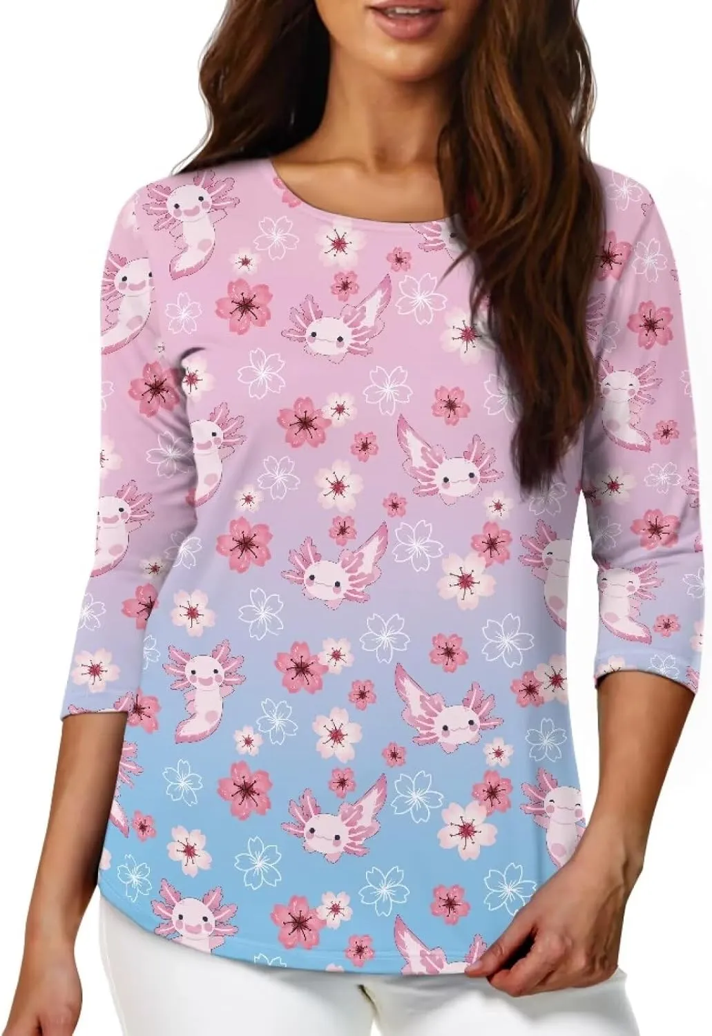 3/4 Sleeve T-Shirt for Women 2023 Fall Crew Neck Tshirts