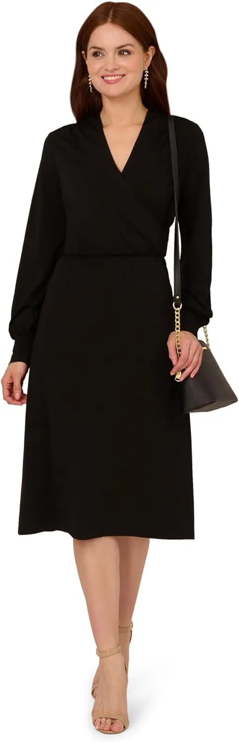 Adrianna Papell Women's Long Sleeve Wrap Midi Dress