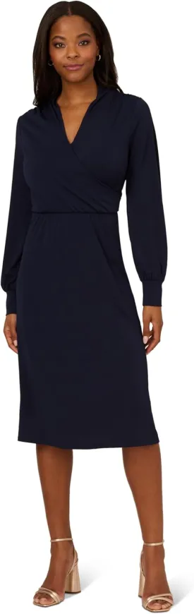 Adrianna Papell Women's Long Sleeve Wrap Midi Dress