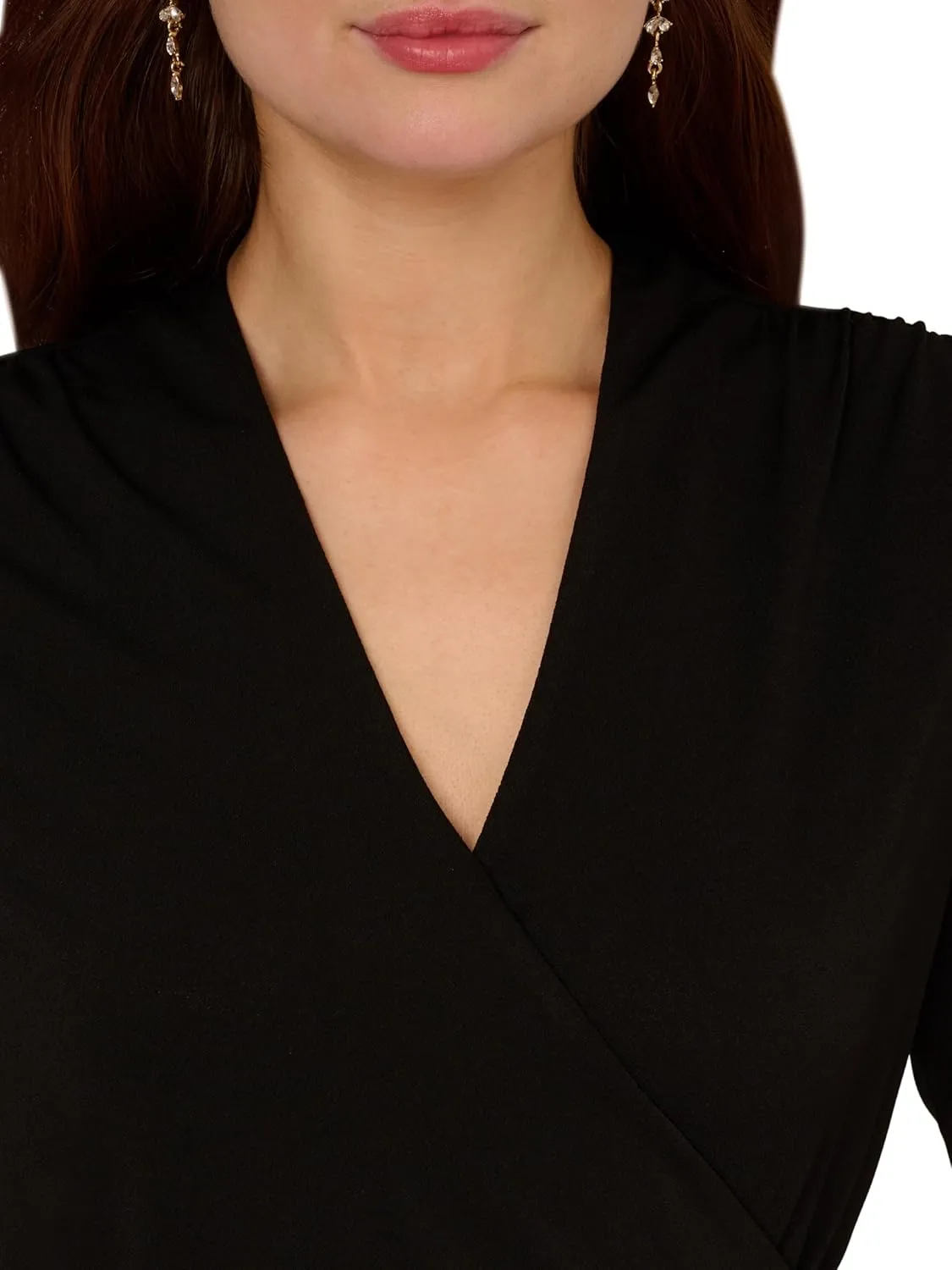 Adrianna Papell Women's Long Sleeve Wrap Midi Dress