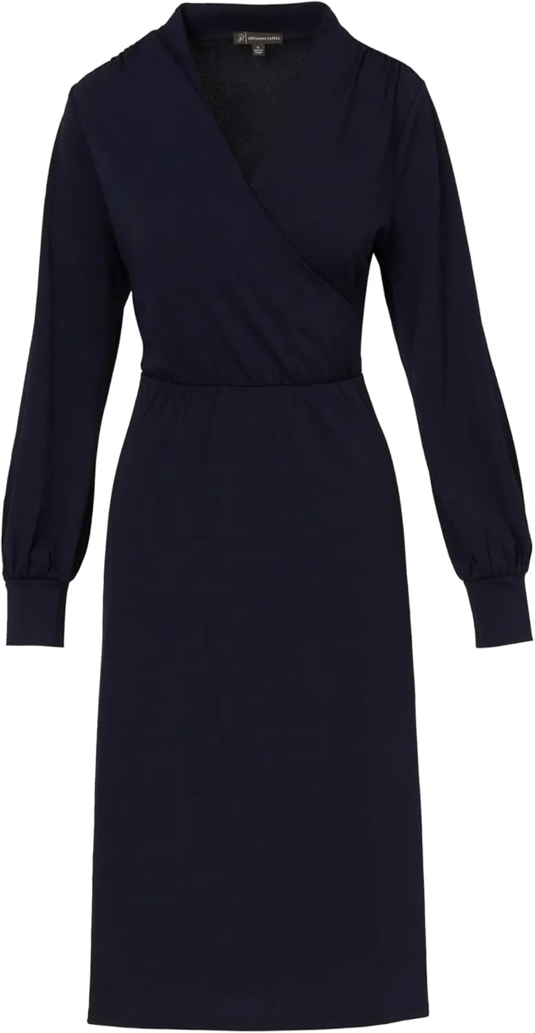 Adrianna Papell Women's Long Sleeve Wrap Midi Dress