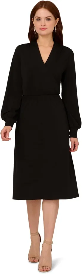 Adrianna Papell Women's Long Sleeve Wrap Midi Dress