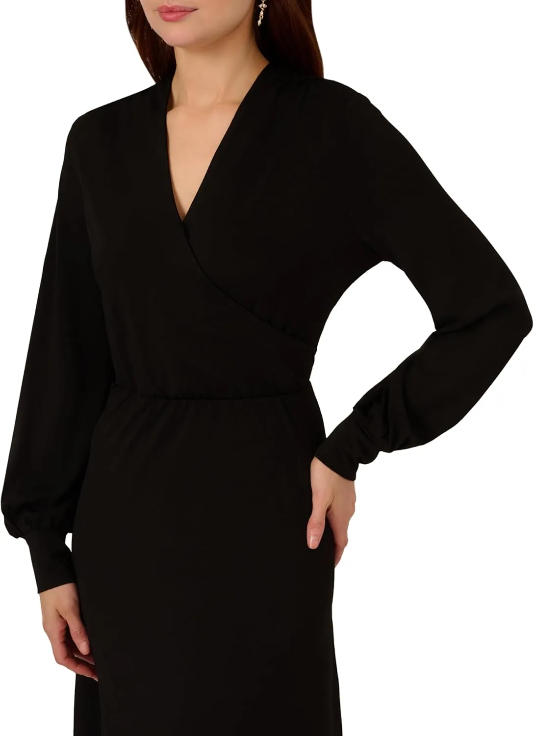 Adrianna Papell Women's Long Sleeve Wrap Midi Dress
