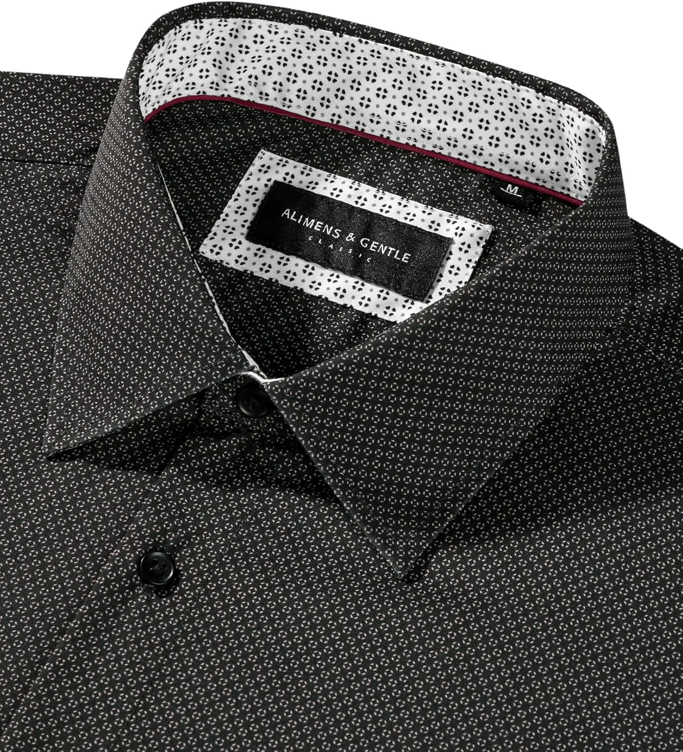 Alimens & Gentle Mens Dress Shirts Printed Button Down Shirt Long Sleeve Regular Fit Inner Collar Contrast Shirt Business