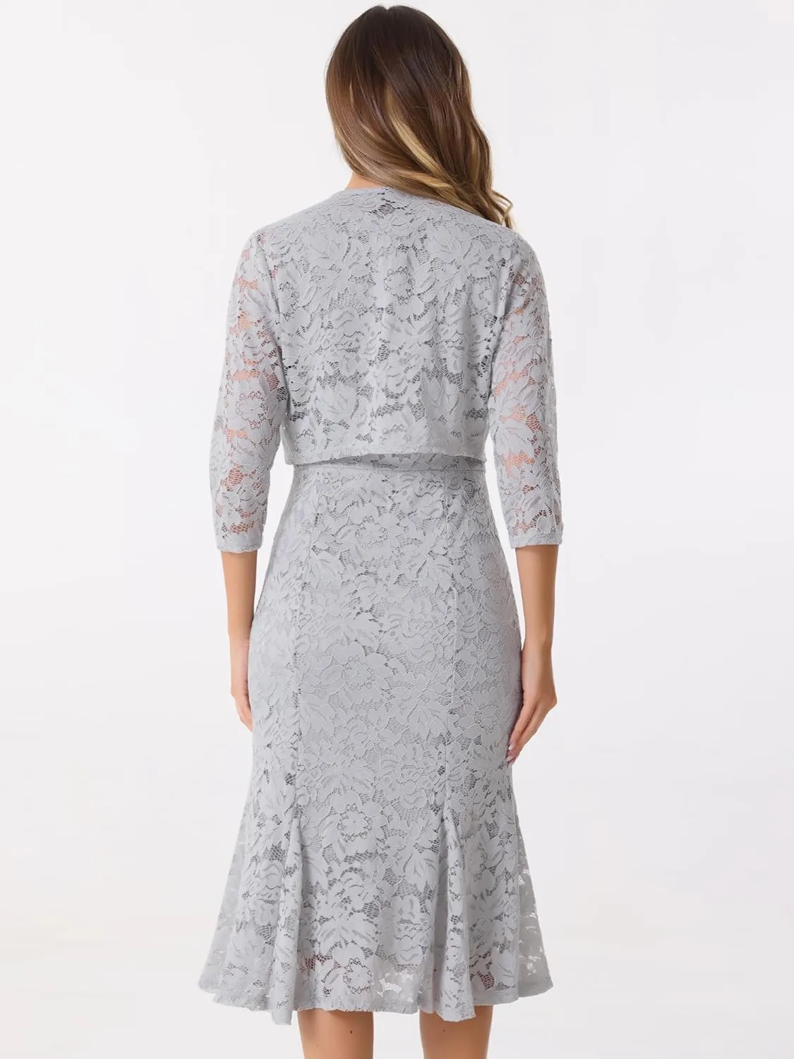 Allegra K Evening Lace Dress for Women's 2 Pieces Outfits Wedding Guest Sleeveless Dresses