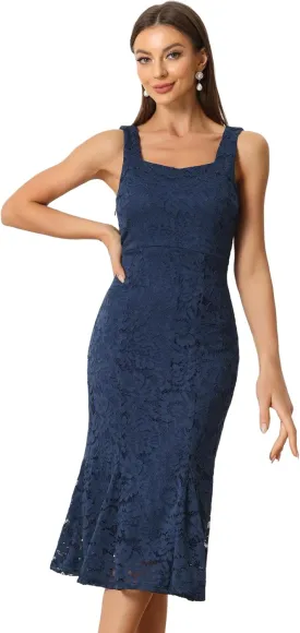 Allegra K Evening Lace Dress for Women's 2 Pieces Outfits Wedding Guest Sleeveless Dresses