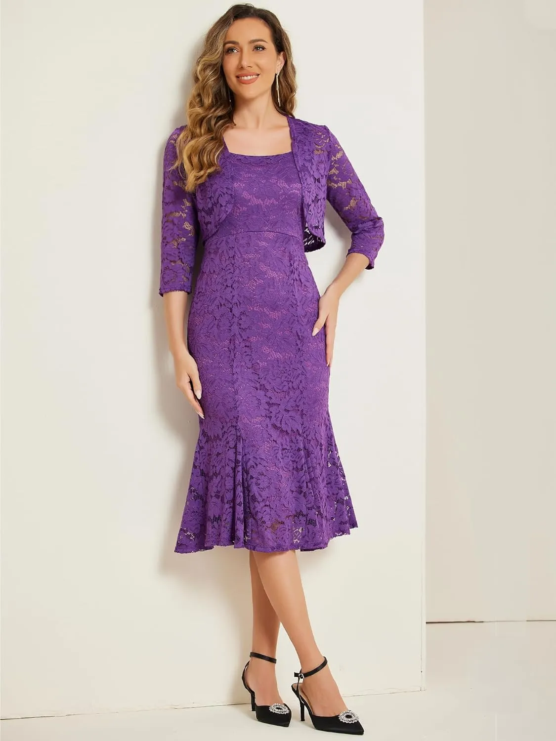 Allegra K Evening Lace Dress for Women's 2 Pieces Outfits Wedding Guest Sleeveless Dresses