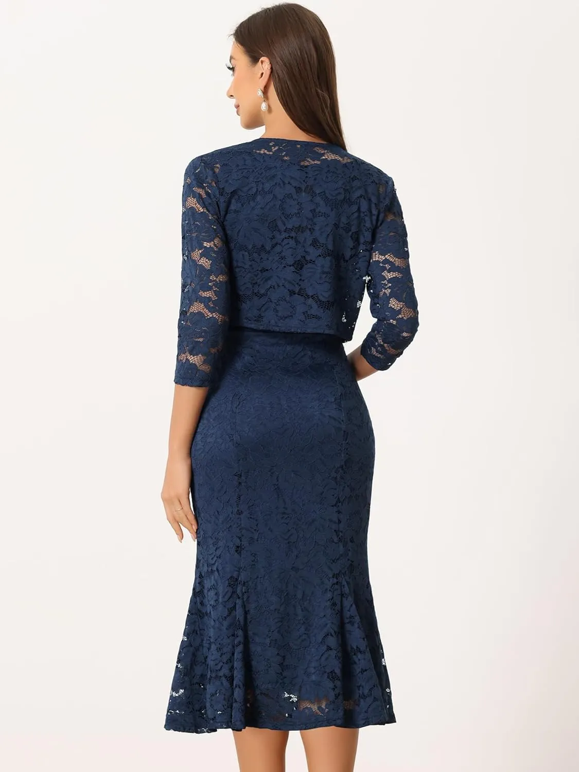 Allegra K Evening Lace Dress for Women's 2 Pieces Outfits Wedding Guest Sleeveless Dresses