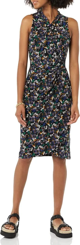 Amazon Essentials Women's Sleeveless Crossover Twist Neck Faux Wrap Dress