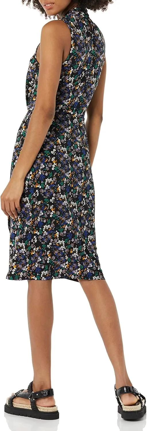 Amazon Essentials Women's Sleeveless Crossover Twist Neck Faux Wrap Dress