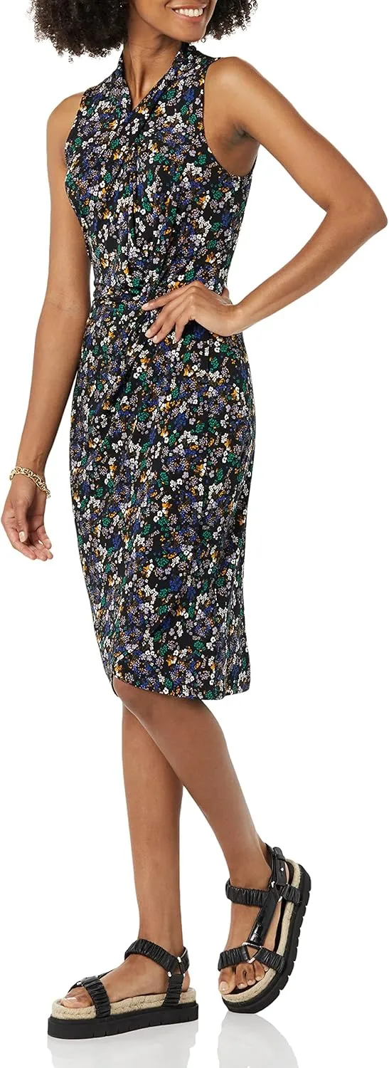 Amazon Essentials Women's Sleeveless Crossover Twist Neck Faux Wrap Dress