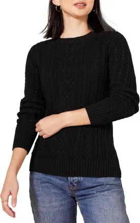 Amazon Essentials Women's Soft Fisherman Cable Long-Sleeve Crewneck Sweater (Available in Plus Size)