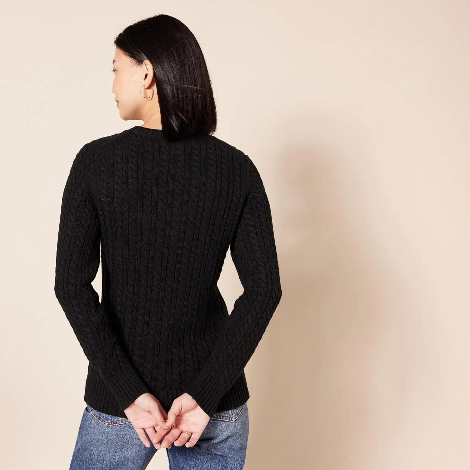 Amazon Essentials Women's Soft Fisherman Cable Long-Sleeve Crewneck Sweater (Available in Plus Size)