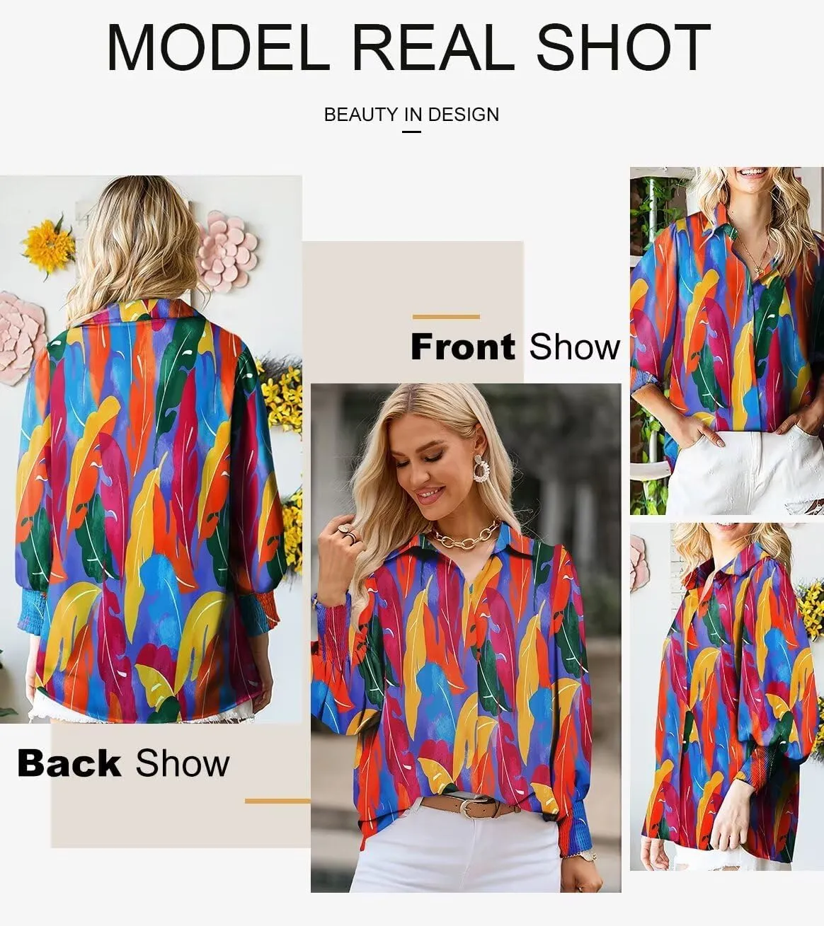 Astylish Women 2025 Loose V-Neck Shirts Paisley Print Lantern Sleeve Blouse Boho Tops