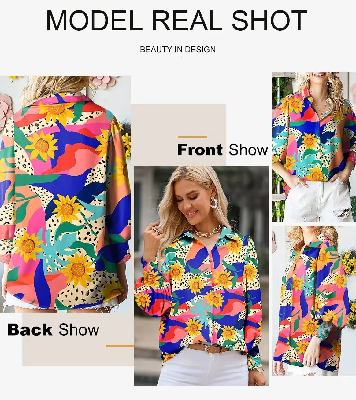 Astylish Women 2025 Loose V-Neck Shirts Paisley Print Lantern Sleeve Blouse Boho Tops