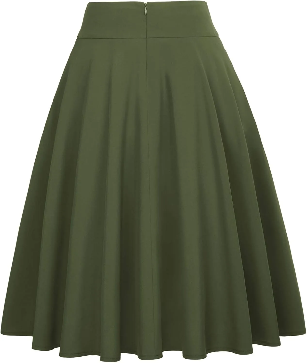 Belle Poque Women's High Waist A-Line Pockets Skirt Skater Flared Midi Skirt Vinage Skirt