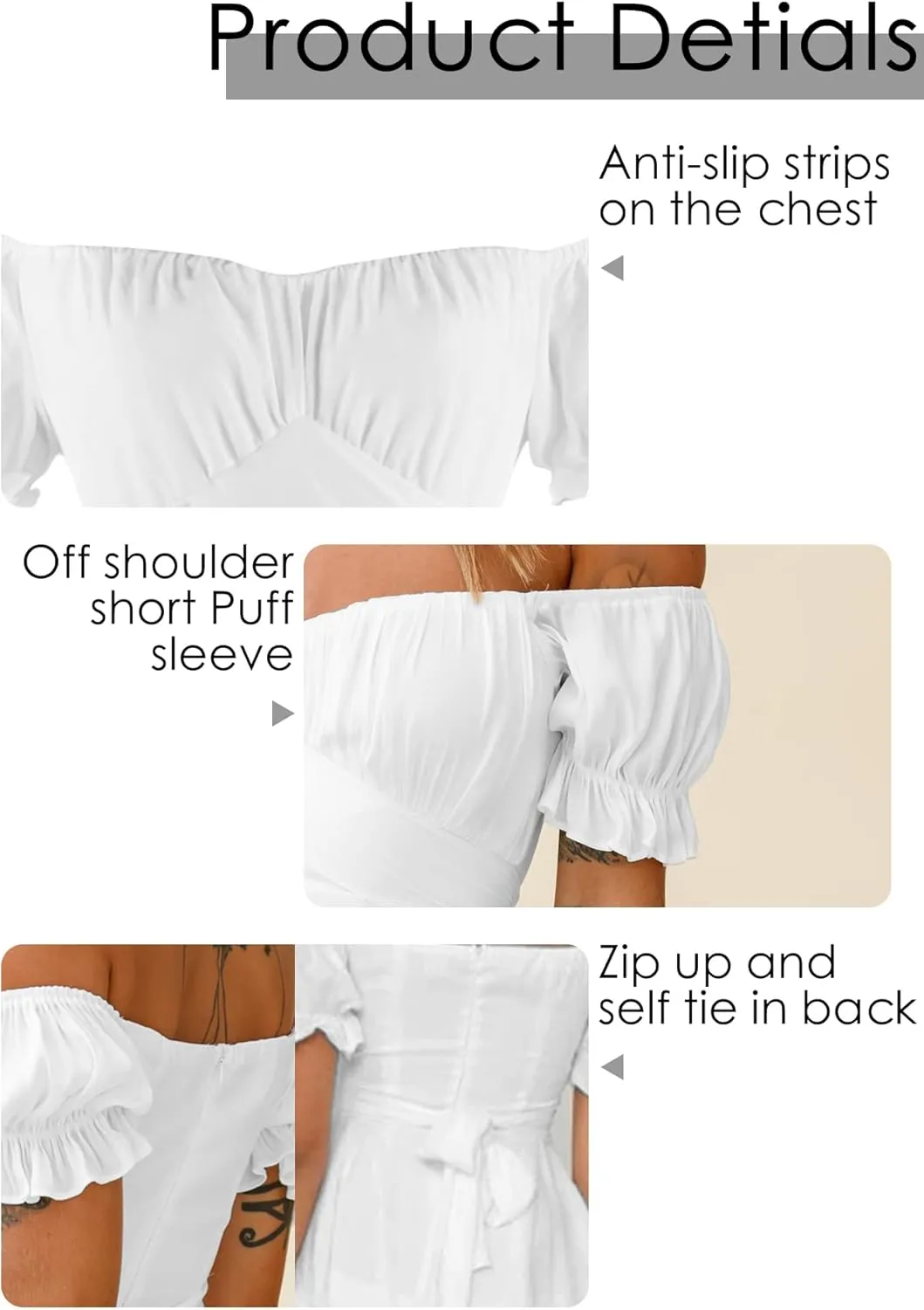 Boho off Shoulder Rompers for Women Dressy Lantern Long Sleeve Ruffle layer Back Tie Mini Shorts Jumpsuit