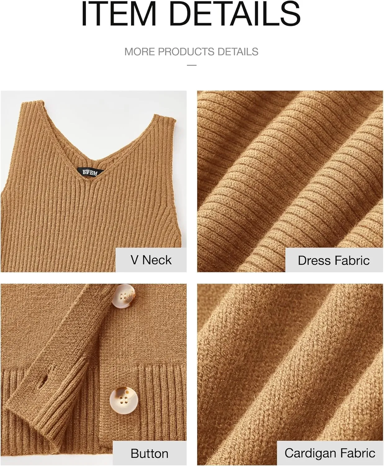 BTFBM Women Fall Knit Sweater Dress Set Bodycon Slit Midi Dresses Button Down Long Sleeve Cropped Cardigan 2 Piece Sets