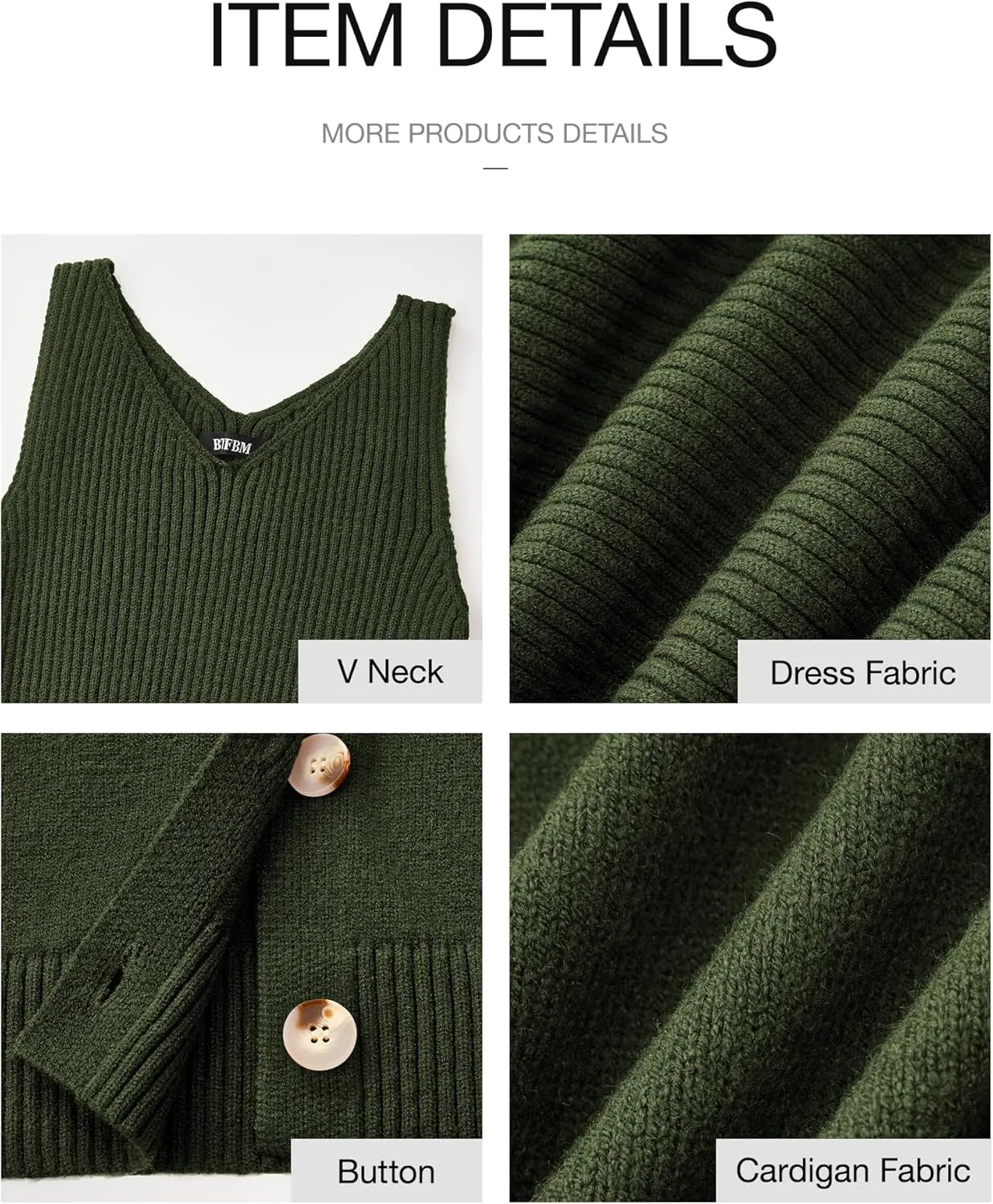 BTFBM Women Fall Knit Sweater Dress Set Bodycon Slit Midi Dresses Button Down Long Sleeve Cropped Cardigan 2 Piece Sets
