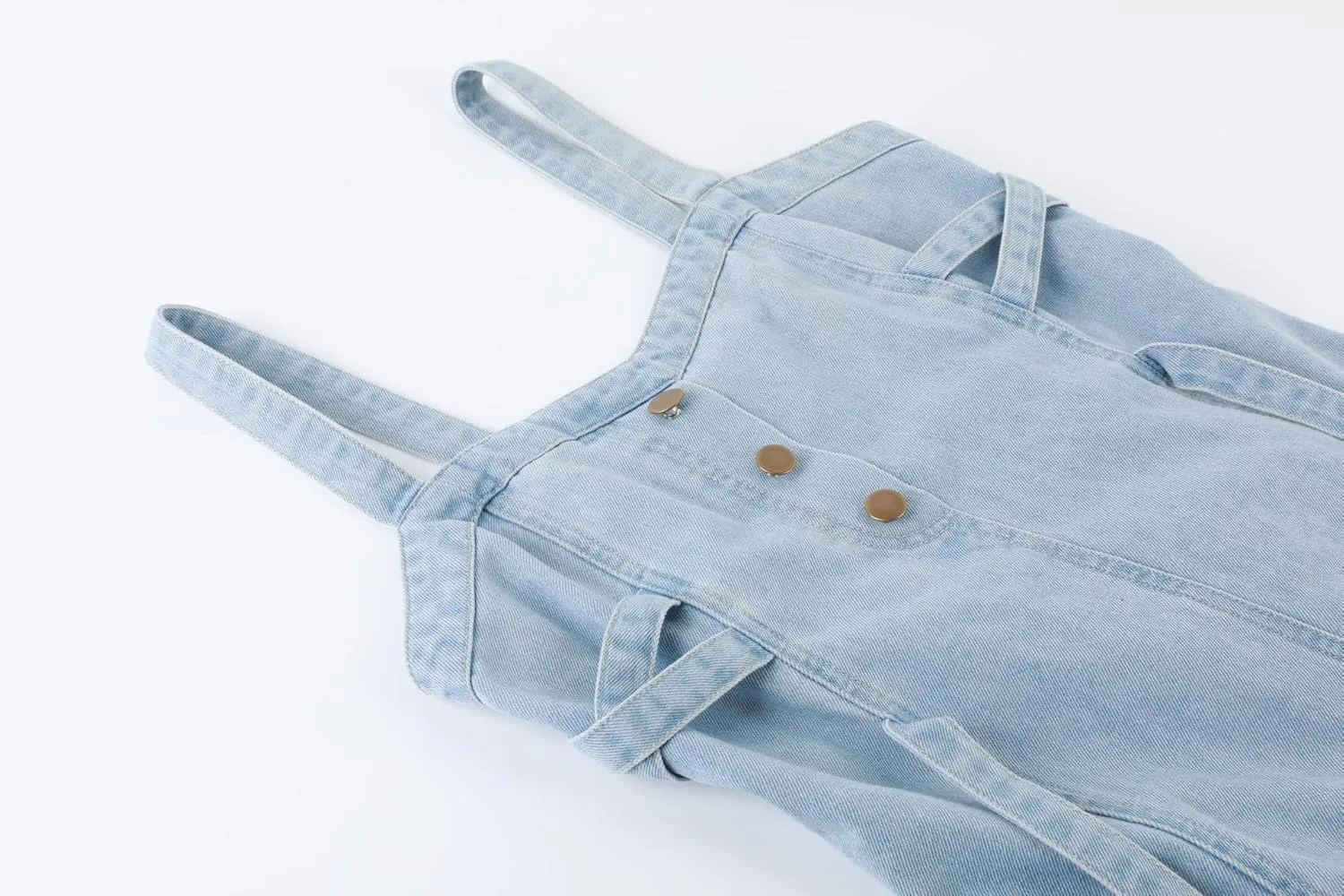 CHARTOU Women's Elegant Straps Back Smocked A-Line Long Skirt Denim Overall Pinafore Dress