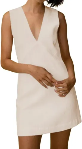 CHARTOU Women's Summer Sleeveless Mini Dress Cotton Linen V Neck Cinched A Line Slim Tank Short Dress