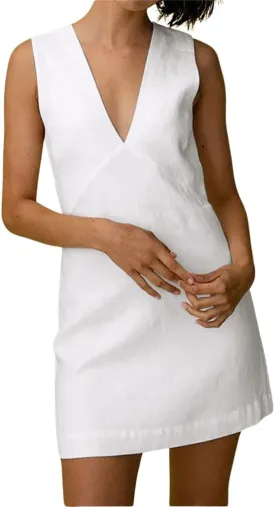 CHARTOU Women's Summer Sleeveless Mini Dress Cotton Linen V Neck Cinched A Line Slim Tank Short Dress