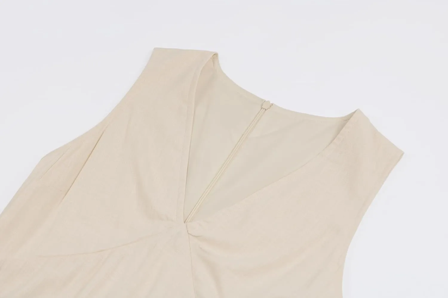 CHARTOU Women's Summer Sleeveless Mini Dress Cotton Linen V Neck Cinched A Line Slim Tank Short Dress