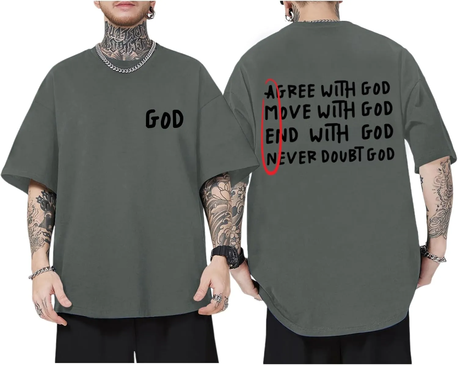 Christian Shirts for Men Inspirational God Shirt Religious Faith Tshirt Oversized Jesus Bible Verse Graphic Tee Top