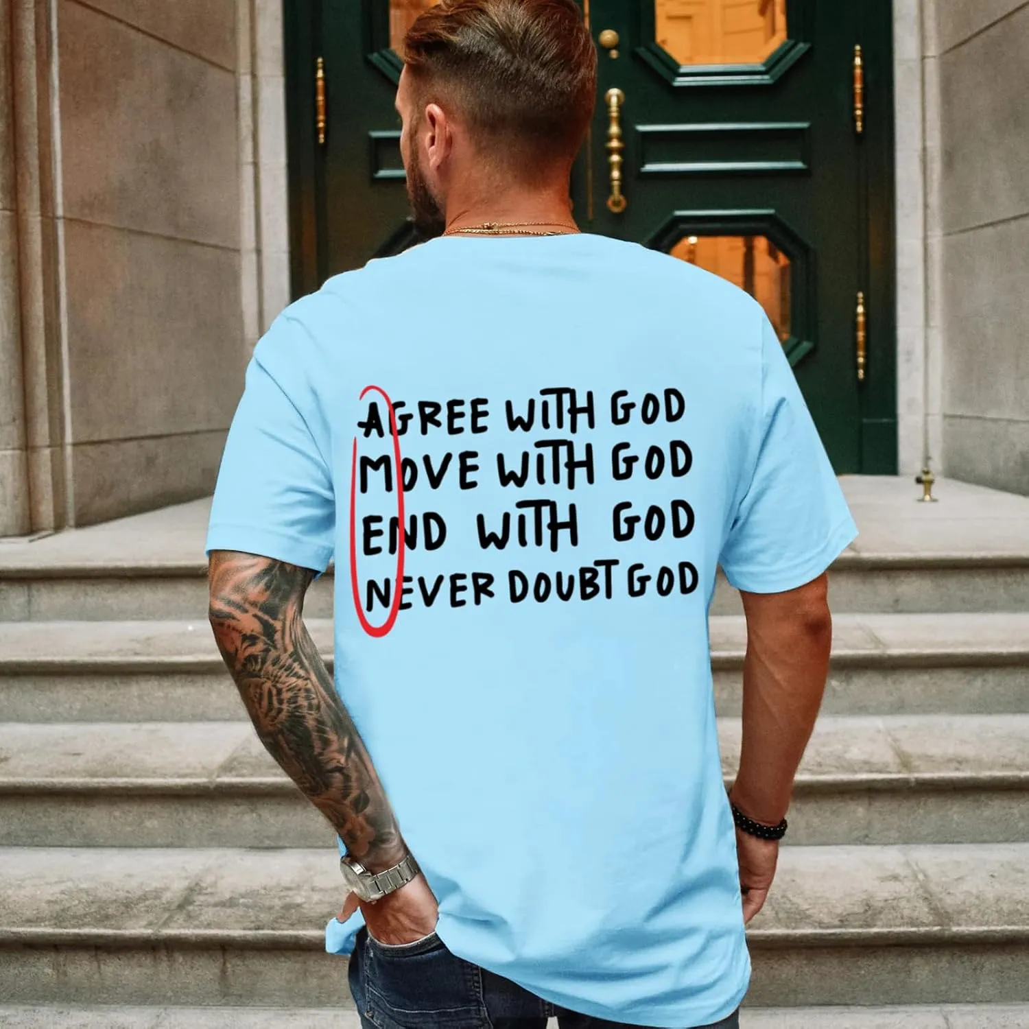 Christian Shirts for Men Inspirational God Shirt Religious Faith Tshirt Oversized Jesus Bible Verse Graphic Tee Top
