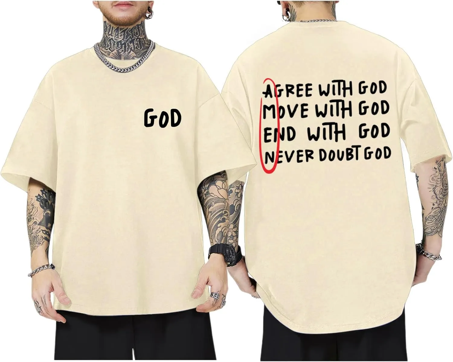 Christian Shirts for Men Inspirational God Shirt Religious Faith Tshirt Oversized Jesus Bible Verse Graphic Tee Top