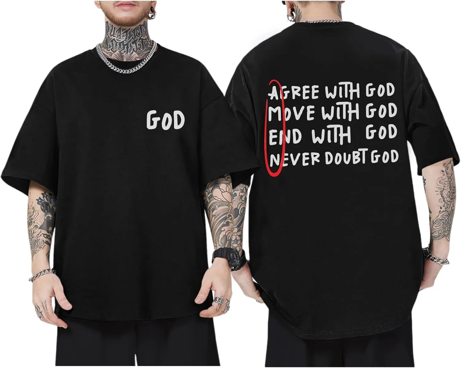 Christian Shirts for Men Inspirational God Shirt Religious Faith Tshirt Oversized Jesus Bible Verse Graphic Tee Top