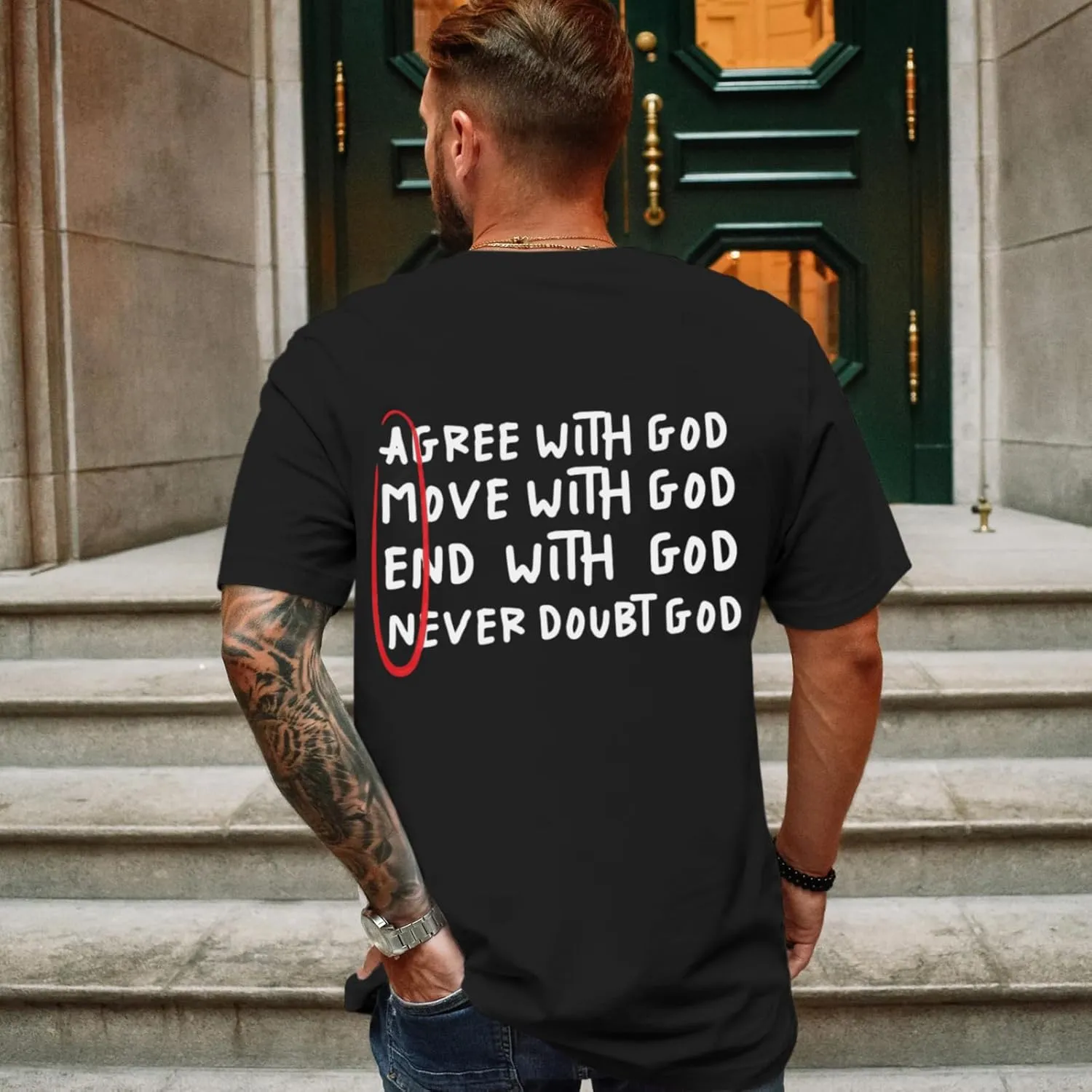 Christian Shirts for Men Inspirational God Shirt Religious Faith Tshirt Oversized Jesus Bible Verse Graphic Tee Top