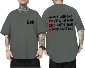 Christian Shirts for Men Inspirational God Shirt Religious Faith Tshirt Oversized Jesus Bible Verse Graphic Tee Top