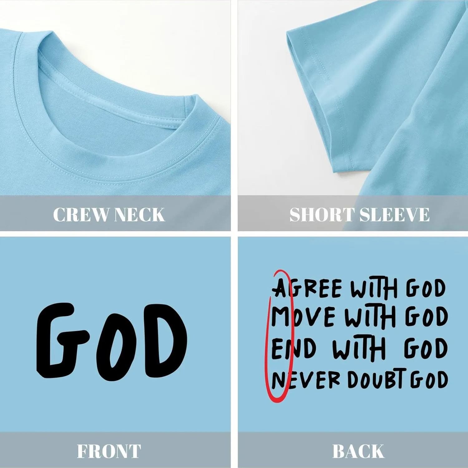 Christian Shirts for Men Inspirational God Shirt Religious Faith Tshirt Oversized Jesus Bible Verse Graphic Tee Top