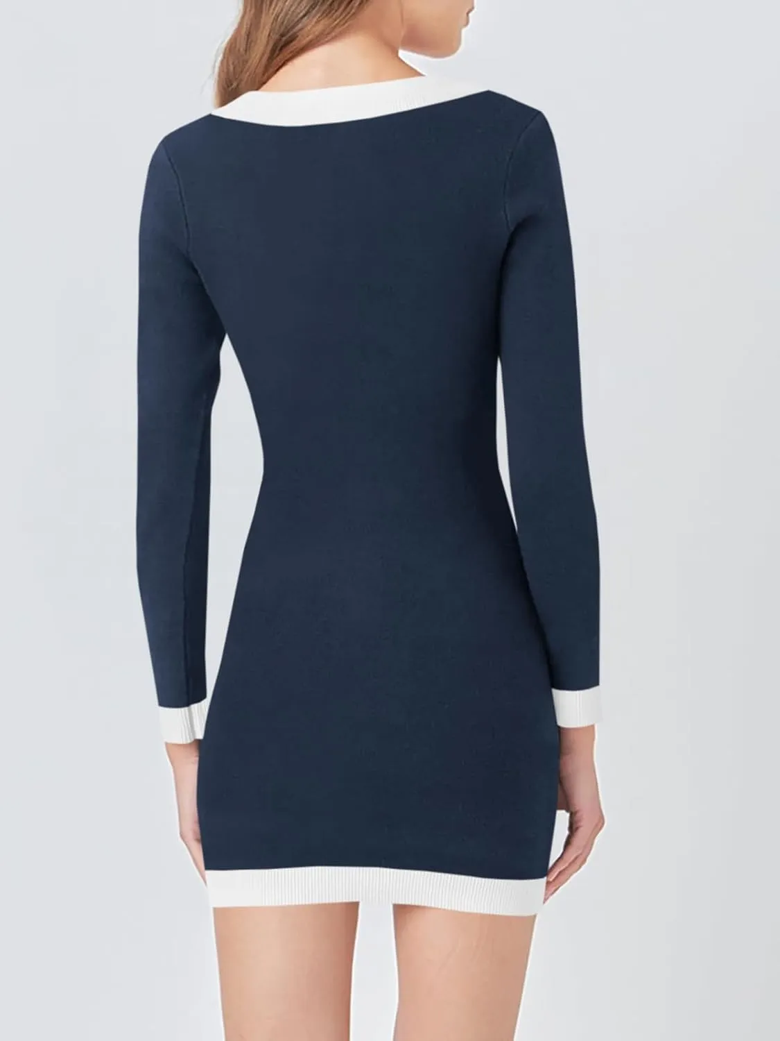 Cicy Bell Womens Sweater Mini Dress Long Sleeve Knitted Bodycon Elegant Business Formal Dresses