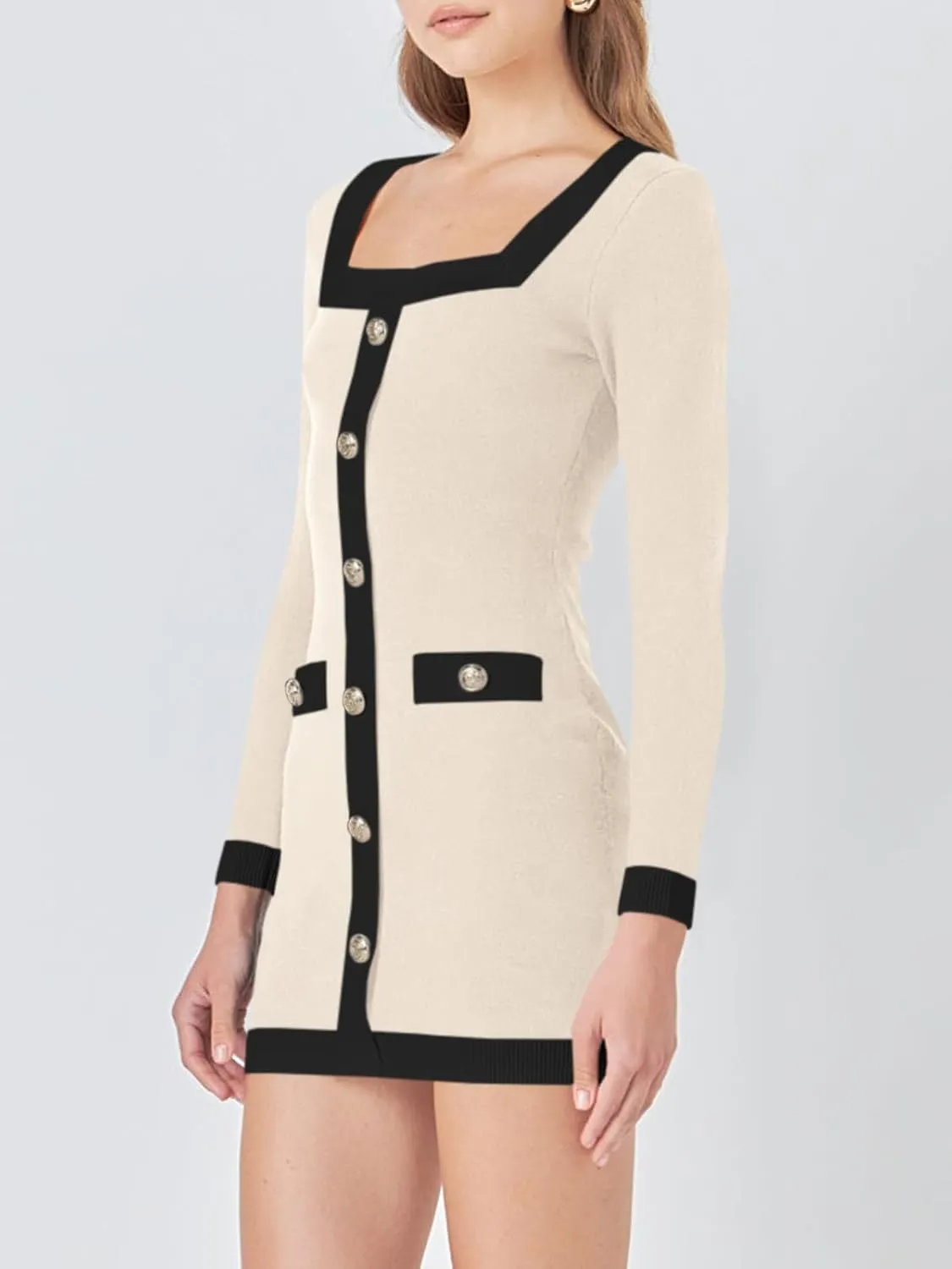 Cicy Bell Womens Sweater Mini Dress Long Sleeve Knitted Bodycon Elegant Business Formal Dresses