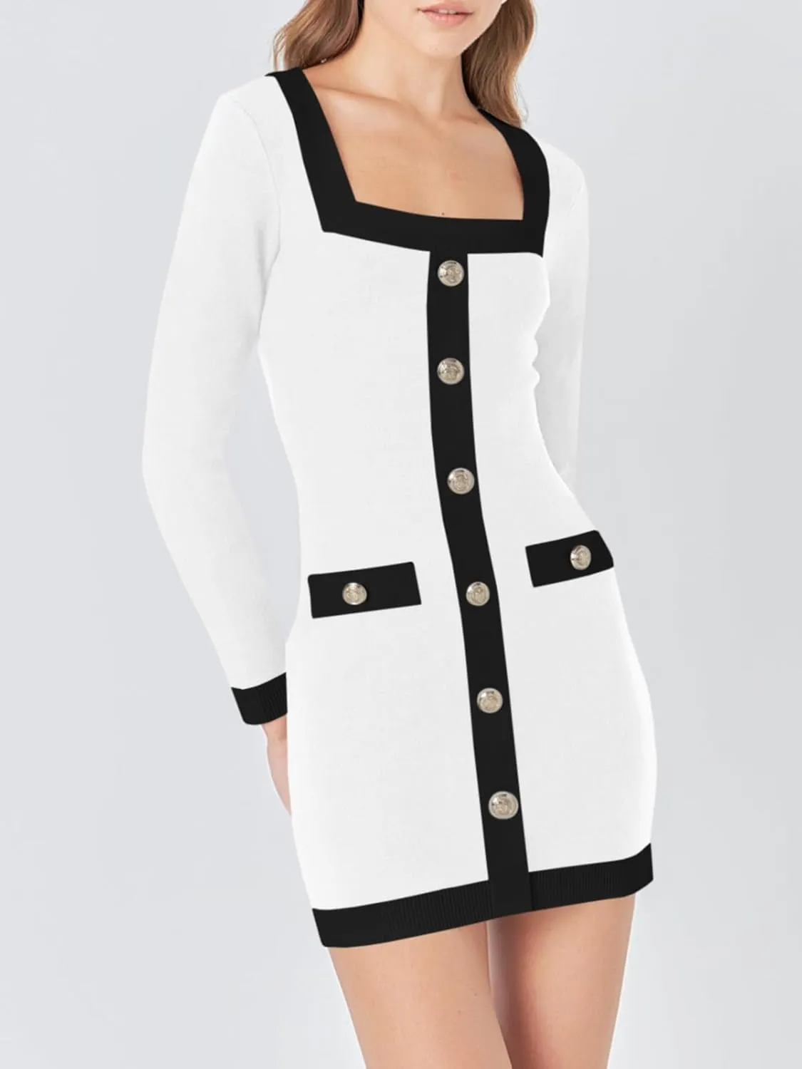 Cicy Bell Womens Sweater Mini Dress Long Sleeve Knitted Bodycon Elegant Business Formal Dresses