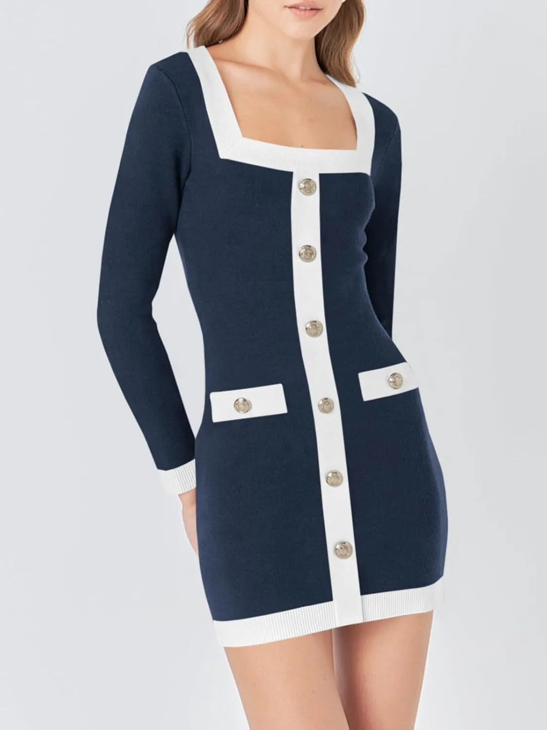 Cicy Bell Womens Sweater Mini Dress Long Sleeve Knitted Bodycon Elegant Business Formal Dresses