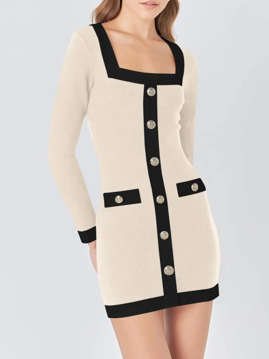 Cicy Bell Womens Sweater Mini Dress Long Sleeve Knitted Bodycon Elegant Business Formal Dresses