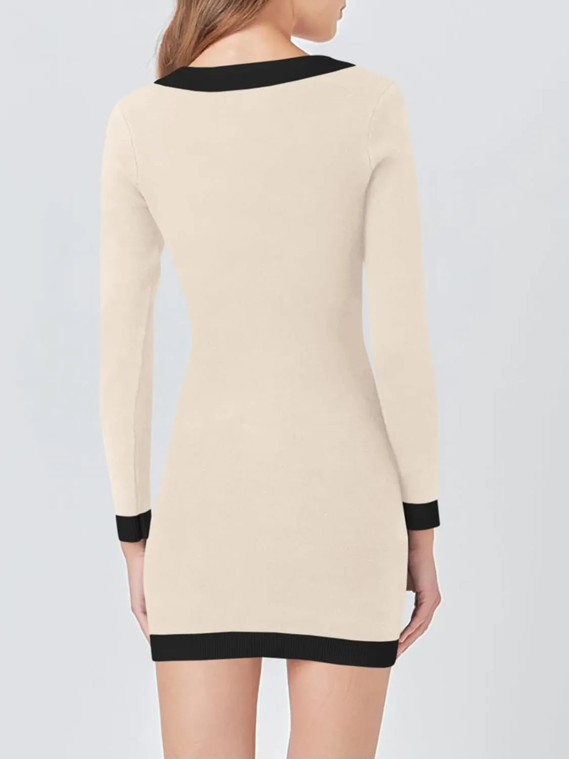 Cicy Bell Womens Sweater Mini Dress Long Sleeve Knitted Bodycon Elegant Business Formal Dresses