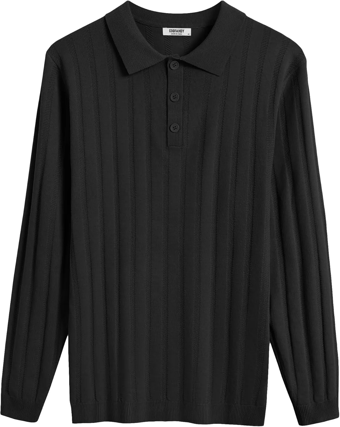 COOFANDY Men's Knit Polo Shirt Casual Long Sleeve Polo Sweater Dress Collar Polo Classic Golf Shirts