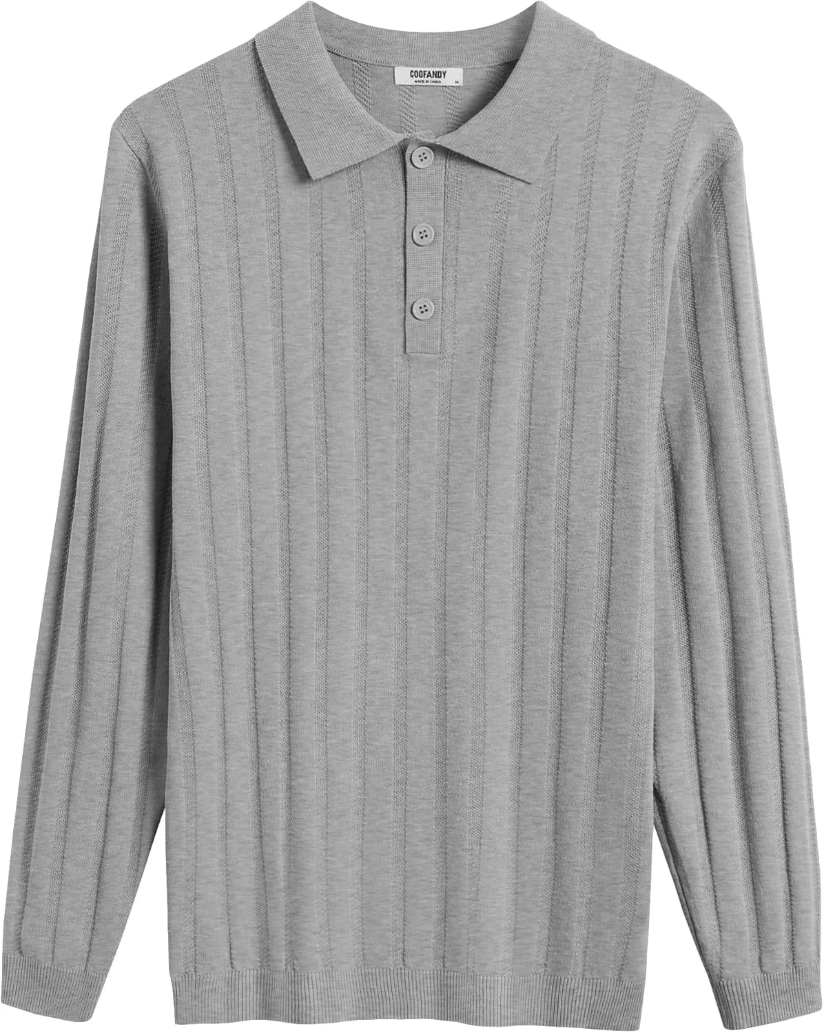 COOFANDY Men's Knit Polo Shirt Casual Long Sleeve Polo Sweater Dress Collar Polo Classic Golf Shirts
