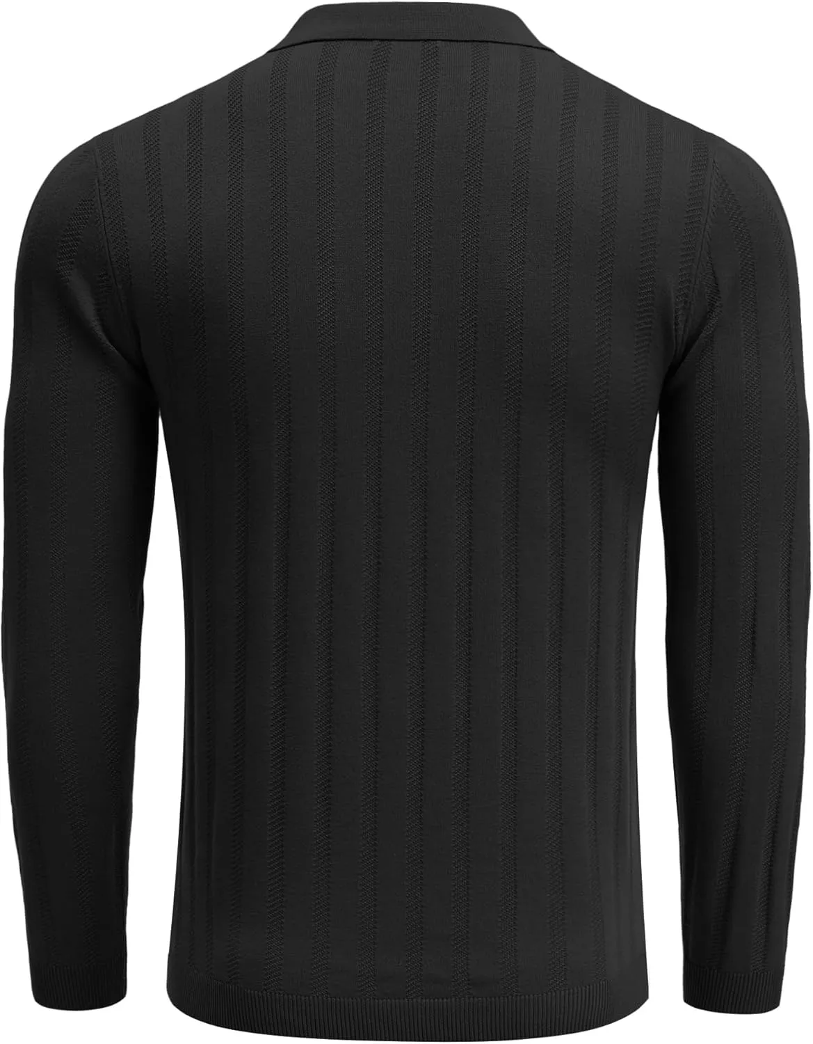 COOFANDY Men's Knit Polo Shirt Casual Long Sleeve Polo Sweater Dress Collar Polo Classic Golf Shirts
