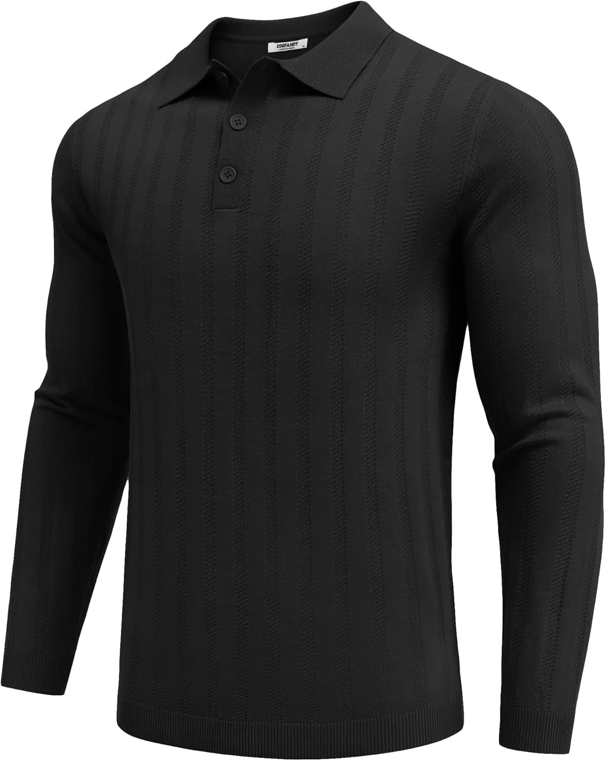 COOFANDY Men's Knit Polo Shirt Casual Long Sleeve Polo Sweater Dress Collar Polo Classic Golf Shirts