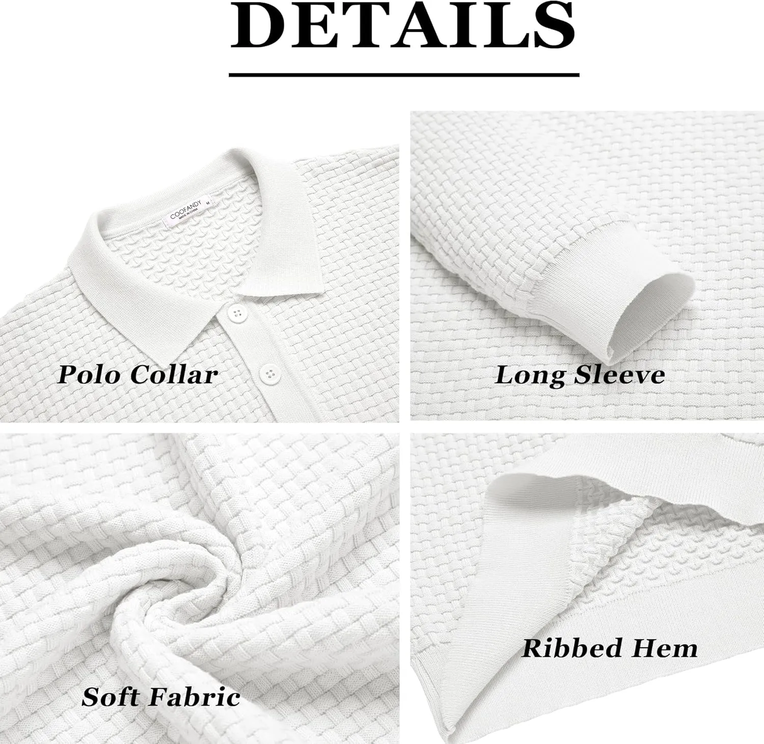 COOFANDY Men's Knit Polo Shirts Long Sleeve Sweater Polo Lightweight Fashion Casual Collared T Shirts