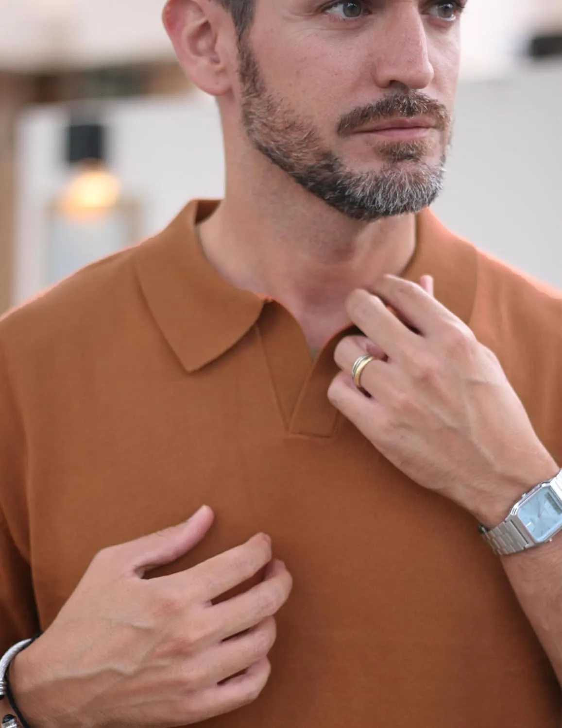 COOFANDY Mens Knit Polo Shirts V Neck Short Sleeve Stretch Polo T Shirt Casual Golf Shirts