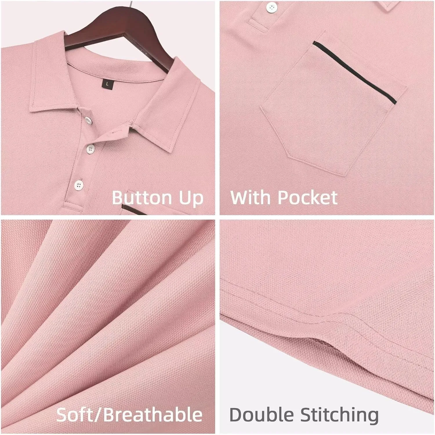 DEEX Men's Polo Shirts Long Sleeve Casual Fashion Polo Tee Shirts Color Block Slim Fit Golf Polo Shirt with Pocket