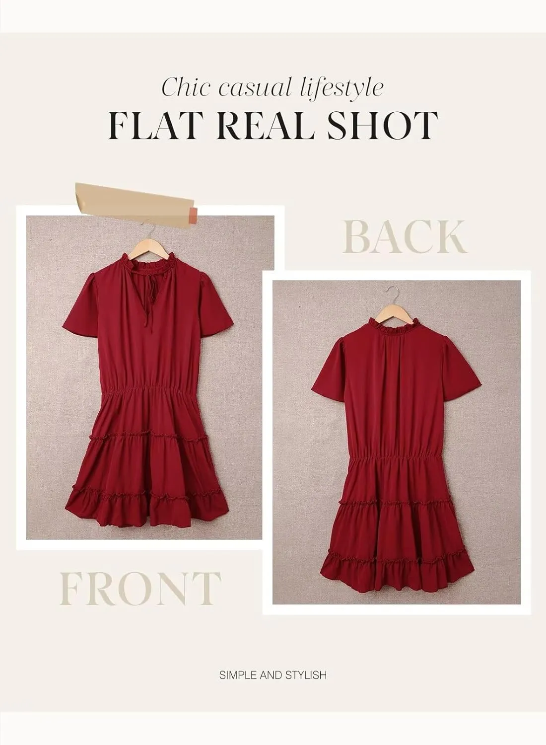 Dokotoo Womens Spring Summer 2025 Short Sleeve Split V Neck Ruffle Chiffon Elegant Mini Short Skirt Dresses