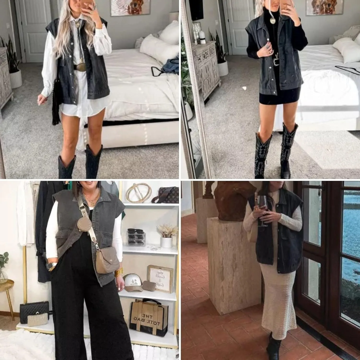 FindThy Womens Vintage Denim Jean Vest Oversized Button Down Jean Waistcoat Gilet